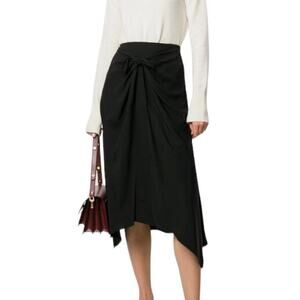 NWT $325 Vince Dark Coastal Tie Front Asymmetric Skirt Black Size 4